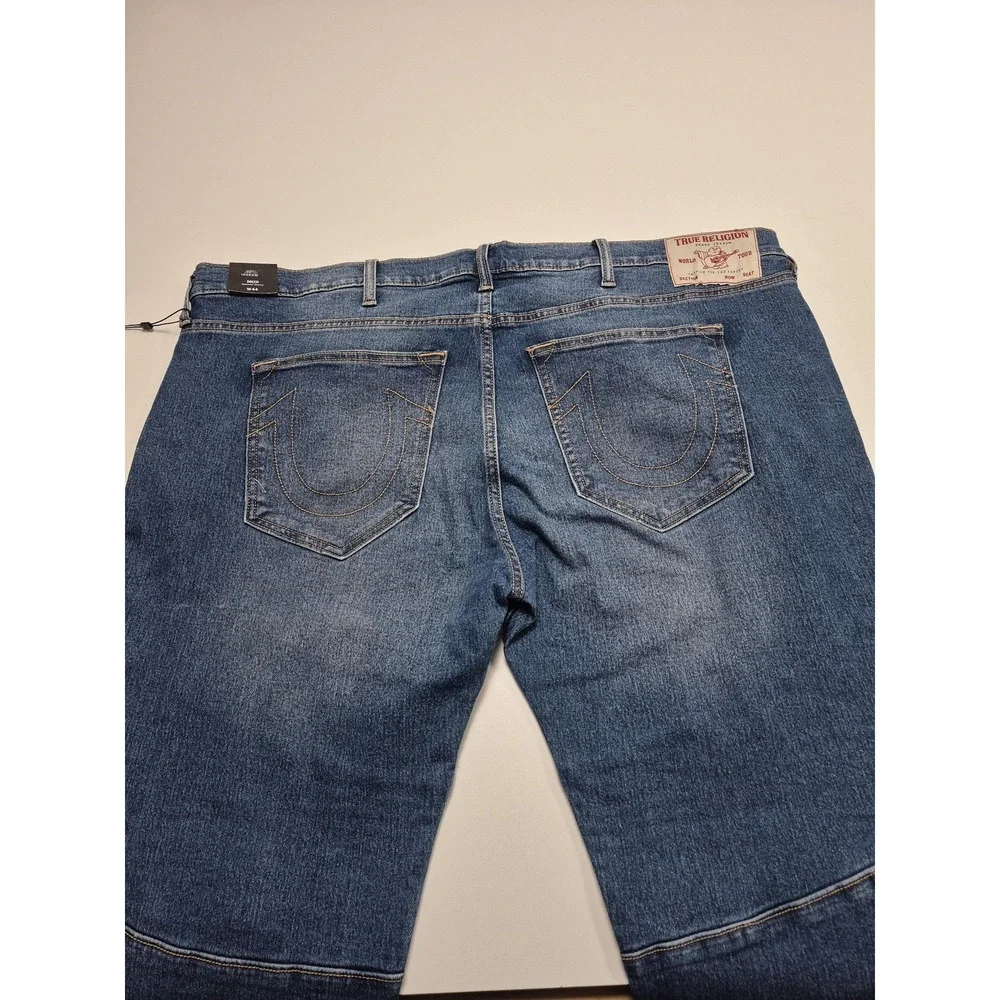 True Religion Rocco Moto Skinny Jeans Mens 44x32 Medium Wash Blue Distressed NWT